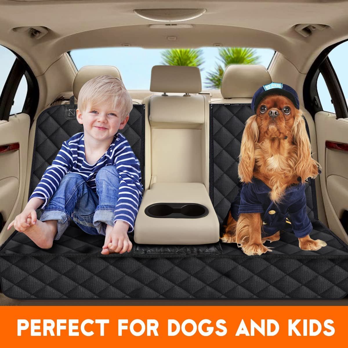 Ultimate Waterproof Dog Car Seat Cover - Durable, Universal Fit for Cars, SUVs & Trucks - Protect Your Back Seat in Style (53” Width) - Black