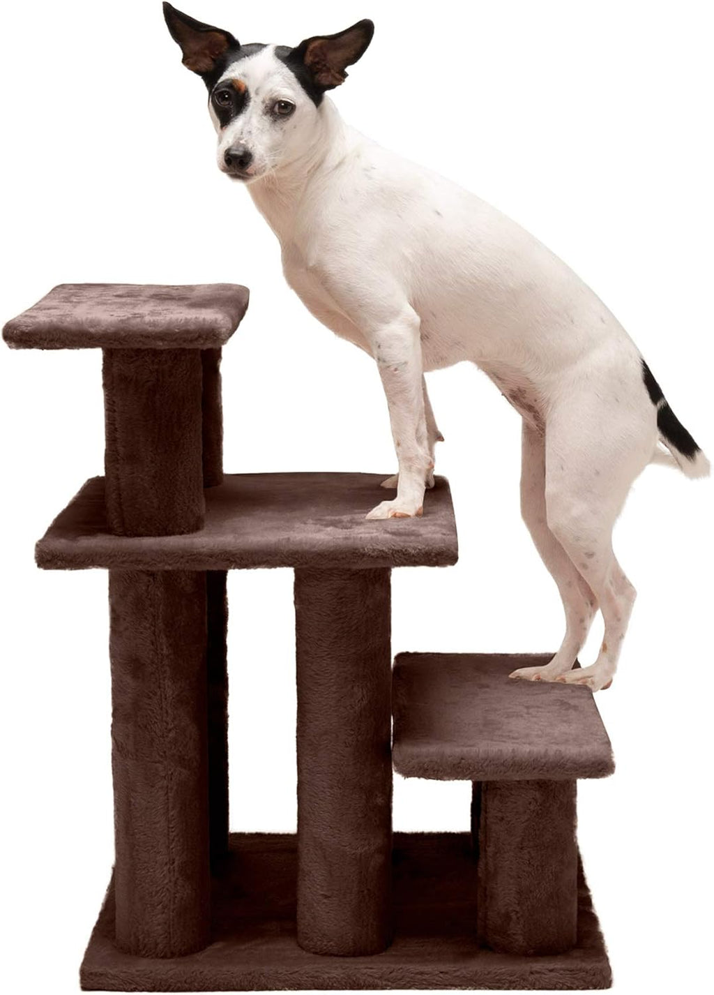 Steady Paws 3-Step Pet Stairs for Easy Access to High Beds & Sofas - Stylish Brown Design
