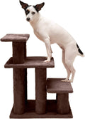 Steady Paws 3-Step Pet Stairs for Easy Access to High Beds & Sofas - Stylish Brown Design