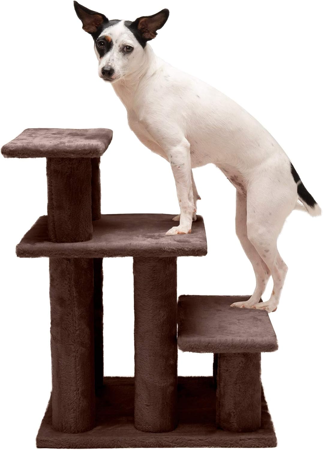 Steady Paws 3-Step Pet Stairs for Easy Access to High Beds & Sofas - Stylish Brown Design