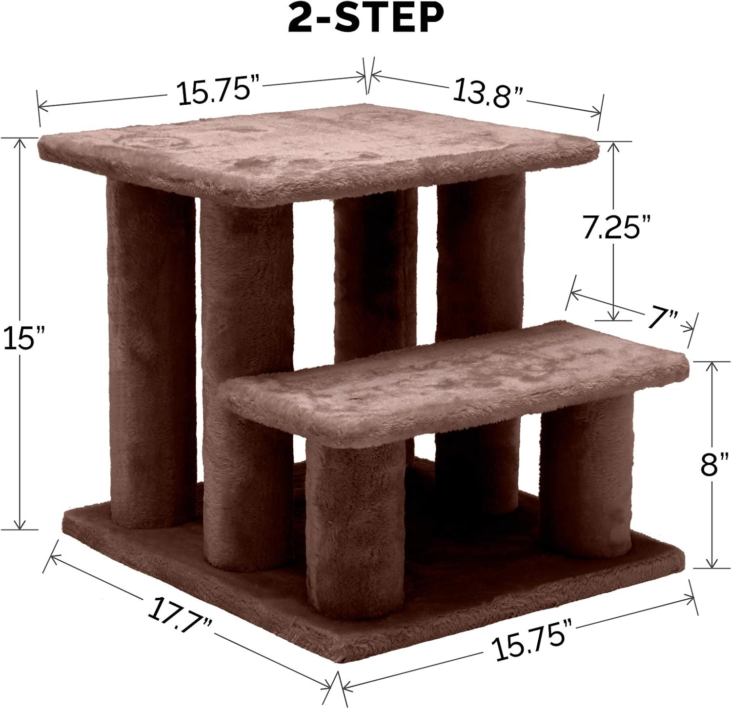 Steady Paws 3-Step Pet Stairs for Easy Access to High Beds & Sofas - Stylish Brown Design