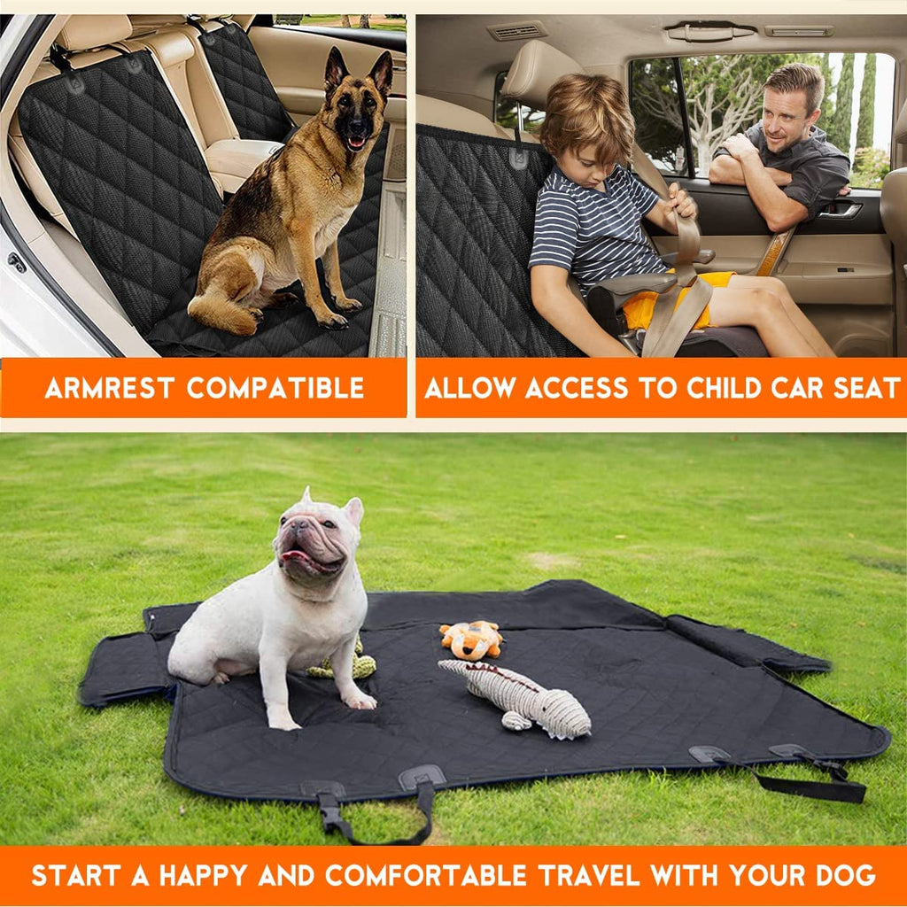Ultimate Waterproof Dog Car Seat Cover - Durable, Universal Fit for Cars, SUVs & Trucks - Protect Your Back Seat in Style (53” Width) - Black