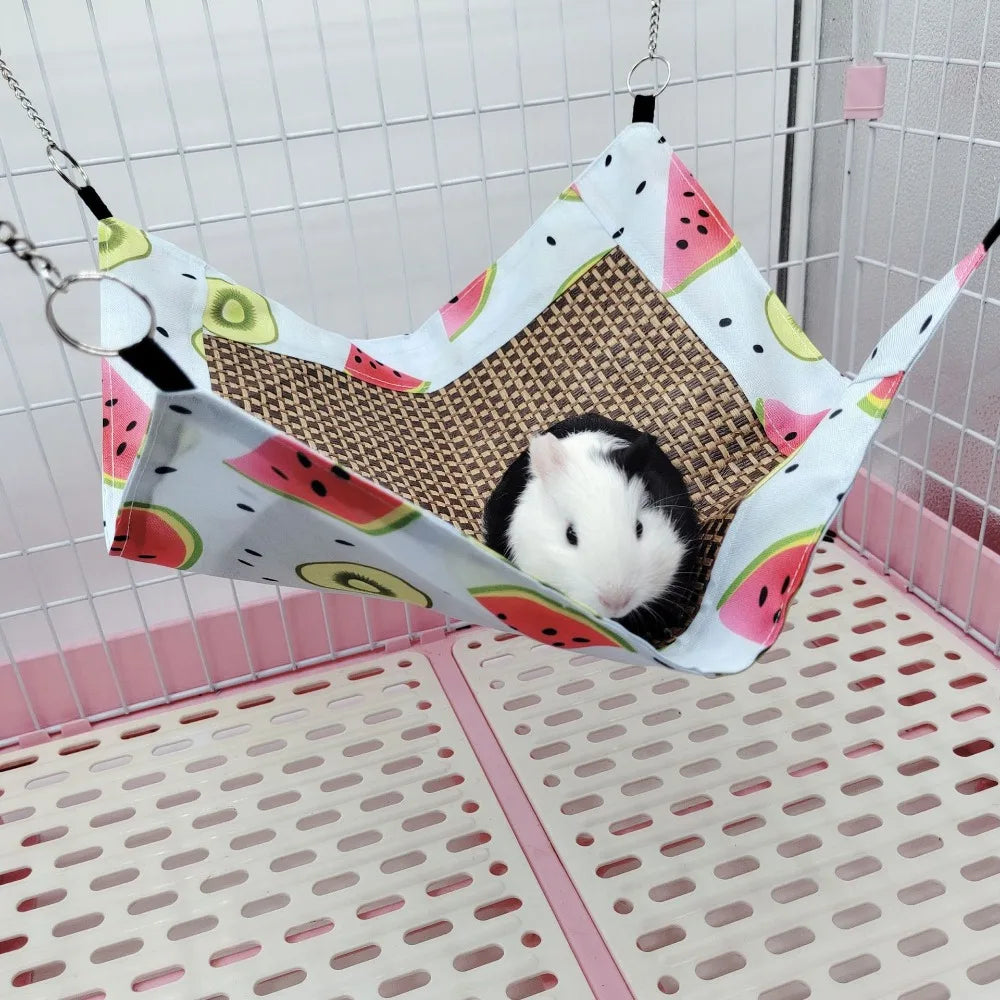 Small Pet Hammock Made of Plant Vines Double-Sided Use Summer Breathable Cooling Mat Sugar Glider Hamster Rest Play Universal