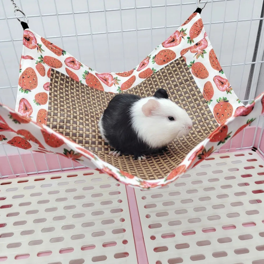 Small Pet Hammock Made of Plant Vines Double-Sided Use Summer Breathable Cooling Mat Sugar Glider Hamster Rest Play Universal