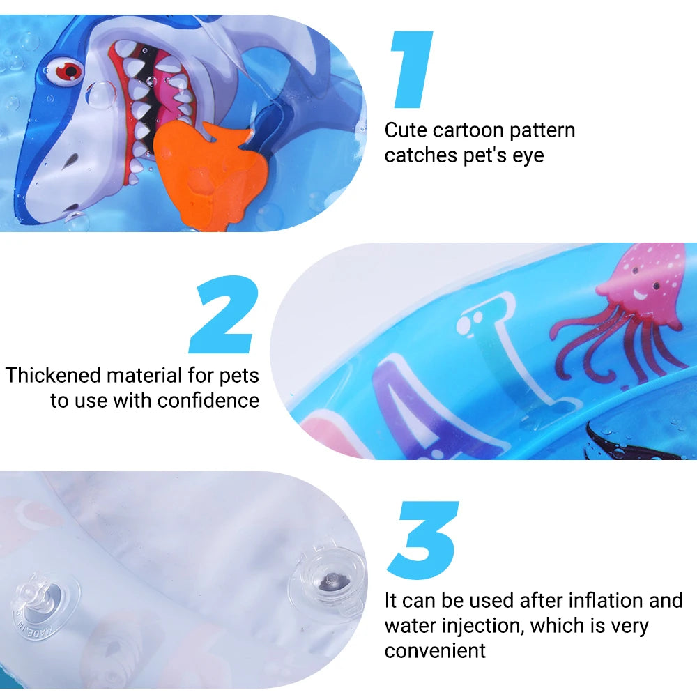 Cat Playing Water Mat Sensory Water Play Mat for Cat Pvc Ocean Fish Crawling Induction Cat Playing Water Mat Interactive Cat Toy