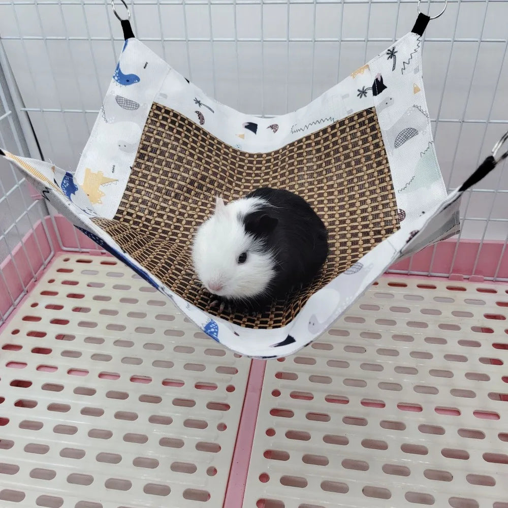 Small Pet Hammock Made of Plant Vines Double-Sided Use Summer Breathable Cooling Mat Sugar Glider Hamster Rest Play Universal