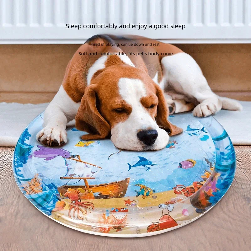 Cat Playing Water Mat Sensory Water Play Mat for Cat Pvc Ocean Fish Crawling Induction Cat Playing Water Mat Interactive Cat Toy