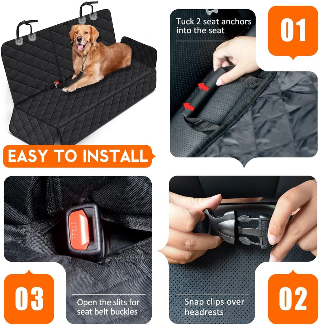 Ultimate Waterproof Dog Car Seat Cover - Durable, Universal Fit for Cars, SUVs & Trucks - Protect Your Back Seat in Style (53” Width) - Black